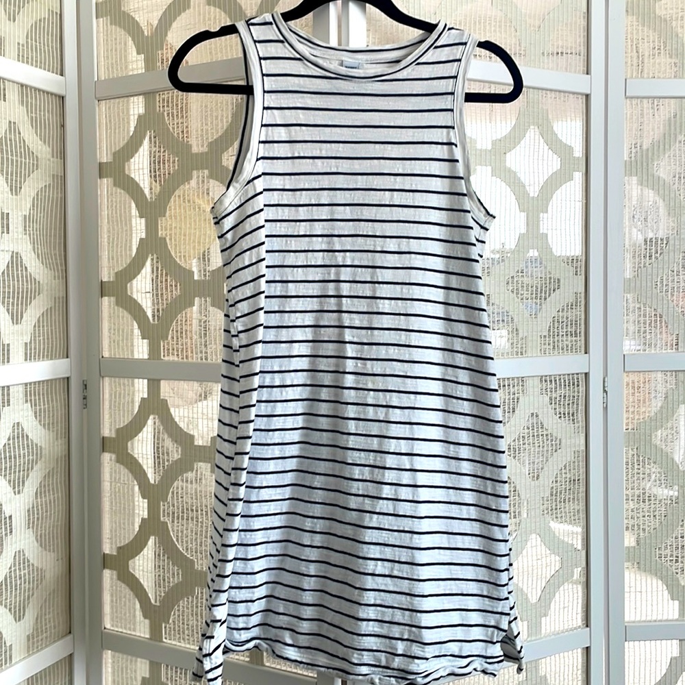 Navy striped sleeveless t-shirt dress
